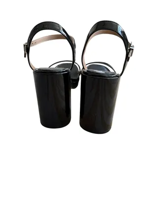 MIX NO 6 Black Patent Platform Sandals Heels Size 9W thumbnail 4