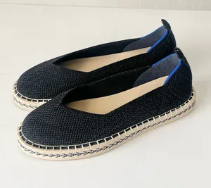 Rothy’s The espadrille black tan flats 7.5 thumbnail 1