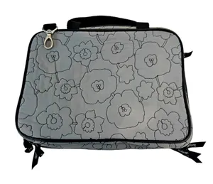 Thirty-One Makeup Organizer Toiletry Travel Bag Gray Poppy Hostess Excl Pockets thumbnail 1