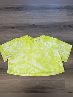 Lululemon All Yours Yellow Tie Dye Crewneck Crop Top Short Sleeve Shirt thumbnail 3