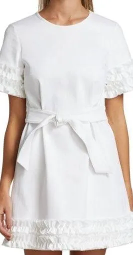 Cinq à Sept easton denim belted a-line mini dress thumbnail 1