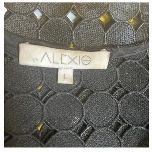 ALEXIS Black Geometric Circle Cut Out Crop Top Size L Avant Garde See Through thumbnail 9