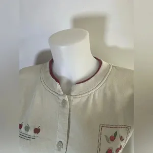 Vintage Grandma style Extra Shenanigans Button Front Embroidered‎ Apples 2X 0186 thumbnail 4