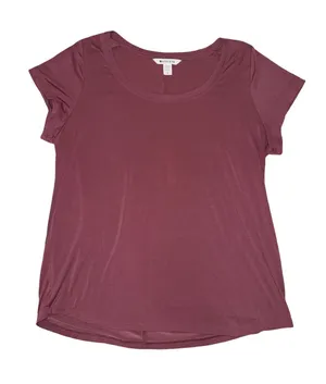 Athleta Breezy Tee Women’s Large Burgundy Scoop Neck Curved Hem thumbnail 1