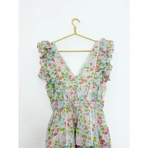 Love The Label Mini Dress Small Pink Green Ines Floral Printed Tiered Ruffle thumbnail 7