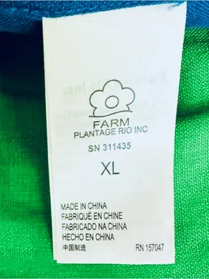 Nwt Farm Rio Embroidered Green Linen Boho Smocked Flutter Sleeve Crop Top Xl thumbnail 7