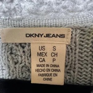 DKNY Jeans Cardigan Sweater Metallic Silver Cable‎ Knit Hooded Zip S thumbnail 2