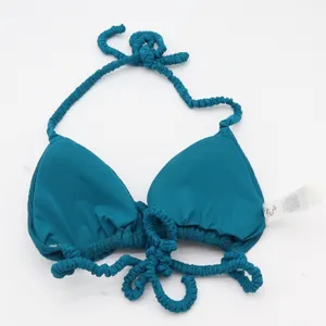 Aerie Bikini Top Womens M Real Good Triangle Teal Textured Eyelet Excellent thumbnail 5