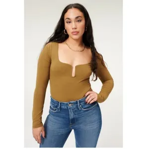 Good American -480 NWOT - STRETCH JERSEY U‎ RING BODYSUIT Beige Size 5 / 2XL thumbnail 3