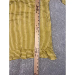 Lungo L'Arno‎ Striped Yellow 100% Linen Tunic Top Ruffle Trim 3/4 Sleeve Small thumbnail 8