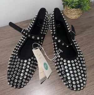 Women's Issa Rhinestone Mary Jane Ballet Flats - A New Day™ Black thumbnail 1