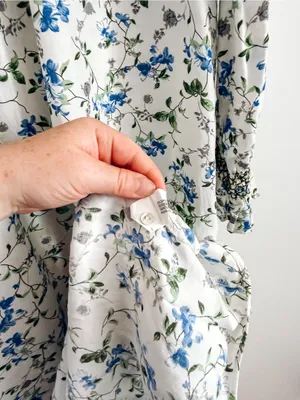 Zara White Blue Floral Smocked High Neck Maxi Dress Size S thumbnail 5