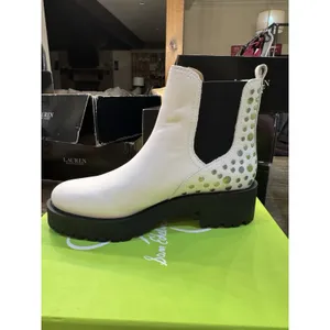 Sam Edelman Women White Leather Studded Jalyn Lug Sole Chelsea Boots Size 7 thumbnail 3