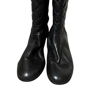 Corso Como Santona Quilted Riding Boots Sz 8 Black Leather‎ Zip Up Knee High thumbnail 5
