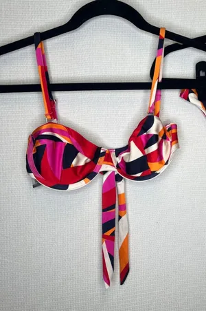 One One Swimwear Geometric Abstract Underwire Bikini Set Pink Orange Small thumbnail 1
