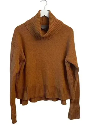 Anthropologie Viscose Wool Mustard Rust Knit Chunkie Oversized SZ S #1726 thumbnail 1
