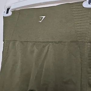 Gymshark olive green detailed seamless pull on stretchy workout leggings sz Med thumbnail 7