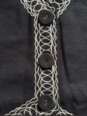 Anthropology Conditions Apply Black Embroidered V-Neck Button Front Vest Size XS thumbnail 3