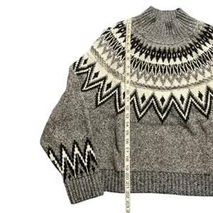 Old Navy Fair Isle Alpine Mock Neck Ski Sweater Women Black Gray M thumbnail 2