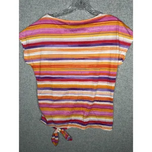 Lauren Ralph Lauren Small Womens Top Striped Southwest Tie Boho‎ Cap Sleeve thumbnail 8