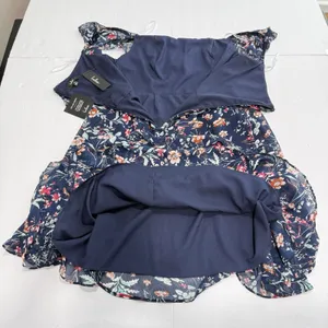 NWT Lulus My Favorite Navy Blue Floral Print Off the Shoulder‎ Dress Size MEDIUM thumbnail 8