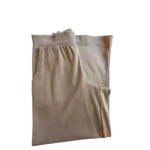 Haven Well Within Taupe Wide Leg Lounge Pants Small Cotton Travel Quiet Luxury thumbnail 7