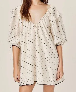 For Love and Lemons Eden Mini Dress tiny velvet flocked hearts thumbnail 1