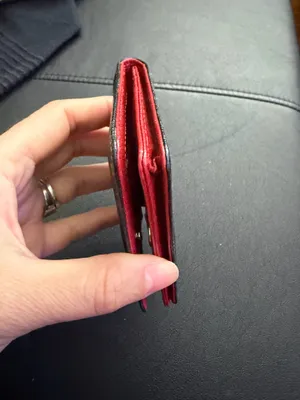 TUSK vintage leather wallet snap clear ID photo window red/black card holder os thumbnail 4