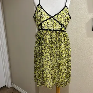 Y2K Romeo And Juliet Size L Yellow Black trim Lacy Dress NWT fairy baby doll thumbnail 3