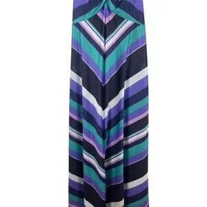 VTG 80s Anthony Richards Chevron Stripe Midi Dress Purple Teal Smocked Retro thumbnail 5