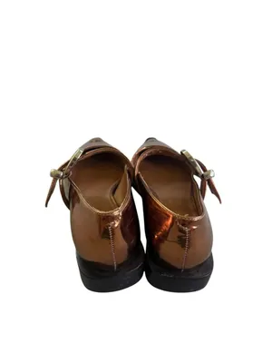 Anthropologie Maeve Pointed Toe Moto Mary Janes Bronze Metallic 38 thumbnail 5