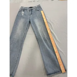 Kittenish High Waisted Distressed Straight Leg Jeans Light Wash‎ Size 28 thumbnail 9