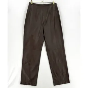 MixIt Vintage Brown Genuine Leather Pants Women 12 High Rise Straight Leg 90s thumbnail 2