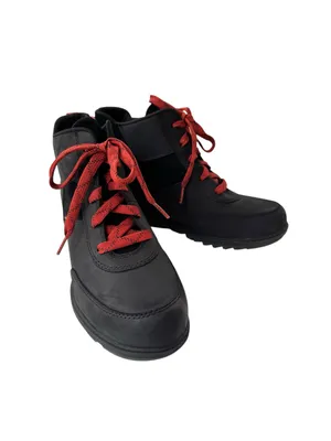 NWT Sorel Women's Evie Sport Lace Wedge Boot Waterproof Leather Black Size 9 thumbnail 7