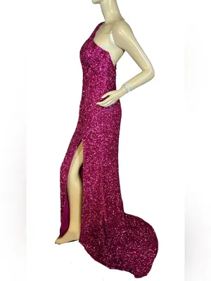 Sherri Hill Pink Sequin Maxi Dress W/Dramatic Side Slit Dress (6) thumbnail 4