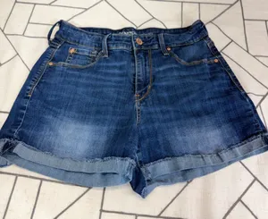 Denizen Levi's High Rise Shorts 4 Blue‎ Cuffed Raw Hem Stretch Denim Jean Shorts thumbnail 1
