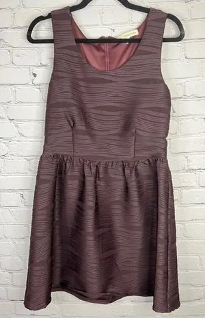 Juniors rewind dark‎ maroon textured fit and flare sleeveless dress large thumbnail 1