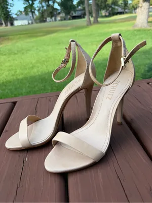 Schutz Cadey-Lee Beige Leather Ankle Strap Heels Size 6B Retail $138 thumbnail 2