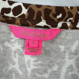 Lilly‎ Pulitzer Chocolate My Favorite Spot Jansen V-Neck Sweatshirt Size Large thumbnail 9