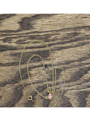 NEW Teardrop Minimalist Pendant Necklace Gold / Pink 17" thumbnail 2