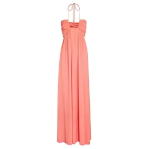 STAUD Kanha Reversible Mesh Halter Maxi Dress Orange Pink XL‎ thumbnail 4