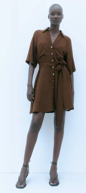 H&M Tie Belt Shirt Dress- Xsm- Nwt thumbnail 1