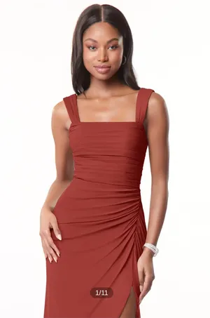 Azazie Chiffon Bridesmaid Dress terracotta thumbnail 1