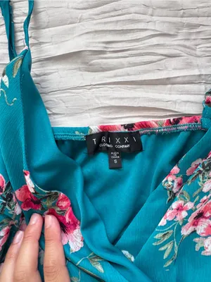 Trixxi Teal Floral Mini Dress thumbnail 2