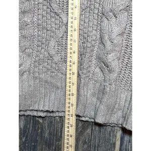 American Eagle Cable Knit Sweater‎ Tan Pink Stripe Medium Cozy Fisherman Baggy thumbnail 9