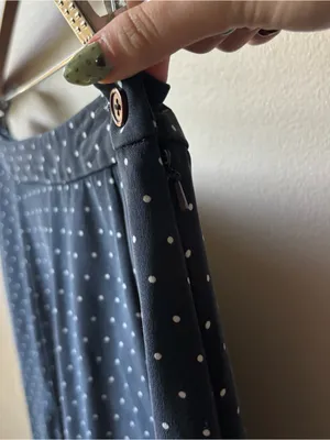 100% Silk Polka Dot Navy Midi Skirt Blue Size M thumbnail 4