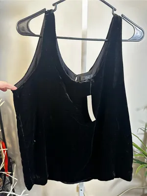B148. J.Crew Black Velvet Sleeveless Tank Top Women’s 10T Tall NWT Holiday Party thumbnail 1