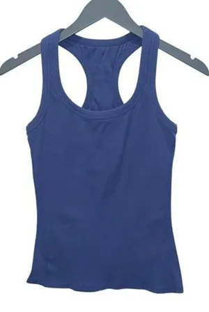 Alo Yoga Womens Rib Racerback Sleeveless Support Tank Top Smoke Cobalt Blue Size thumbnail 1