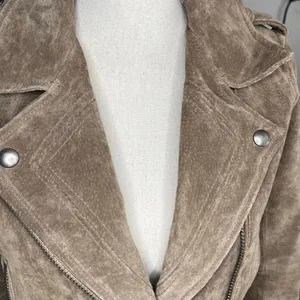 Blank NYC Taupe Suede Moto Jacket Classic Biker Style timeless size small thumbnail 6