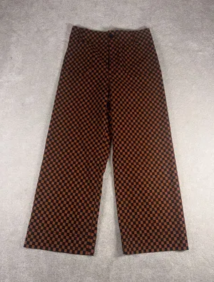 Anthropologie Maeve Colette Pants Rust Black Checkerboard Cropped Wide Leg 27 thumbnail 1
